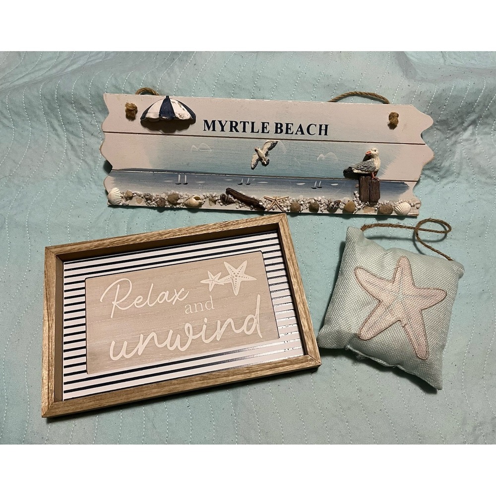 Lot of 3 Coastal Myrtle Beach Themed Wall Hanging Decor‎